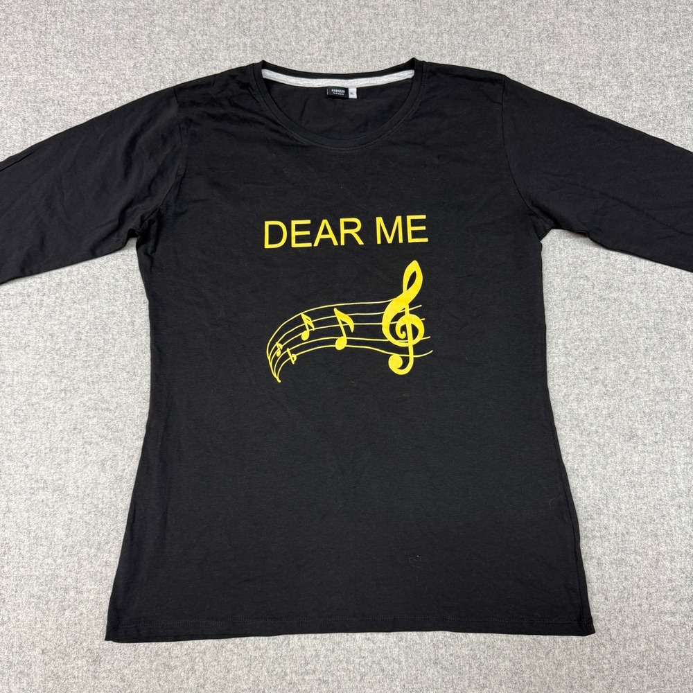 Spreadshirt Dear Me Music Note Graphic Long Sleeve T-Shirt XL Black Cotton Tee